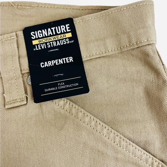 Signature by Levi Strauss Workwear Men’s Carpenter Pants Jeans Beige Size 38x32 - Picture 14 of 15